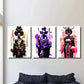 3pcs Golden Purple and Red Black Female Wall Art Set Canvas Framed 40x60cm - High Quality Print 100% Australian Made Wall Canvas Ready to Hang