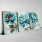 3pcs Beautiful Blue Flowers Painting Wall Art Set Canvas Framed 40x60cm - High Quality Print 100% Australian Made Wall Canvas Ready to Hang