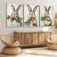 3pcs Cute Rabbit Orange Carrot Green Leaves Wall Art Set Canvas Framed 40x60cm - High Quality Print 100% Australian Made Wall Canvas Ready to Hang