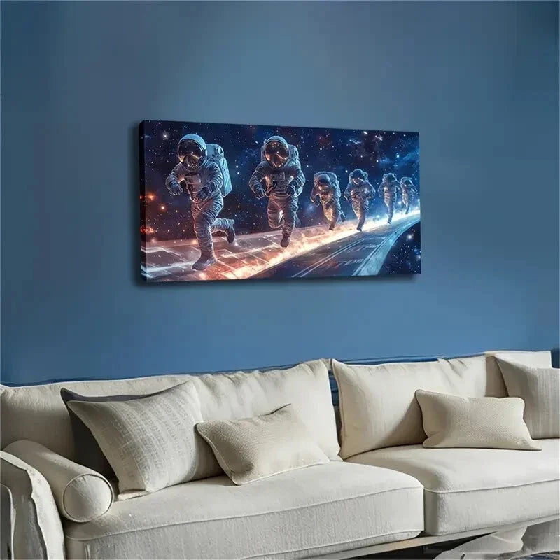 A Group Of Astronauts Wall Art Canvas Office Home Room Framed 120x60cm