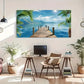 Coconut Sea View Aesthetic Wall Art Canvas Office Home Room Framed 120x60cm