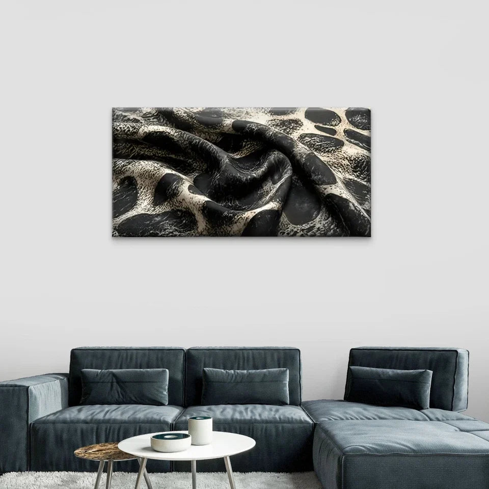 Black And White Leopard Fabric Wall Art Canvas Office Home Room Framed 120x60cm