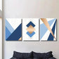 3pcs Blue Gold Geometric Abstract Design Wall Art Set Canvas Framed 40x60cm - High Quality Print 100% Australian Made Wall Canvas Ready to Hang