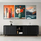3pcs Modern Abstract Shapes Nature Perfect Wall Art Set Canvas Framed 40x60cm - High Quality Print 100% Australian Made Wall Canvas Ready to Hang