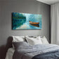 Realistic Serene Lake Boat Wall Art Canvas Office Home Room Framed 80x45cm
