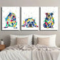 3pcs Colorful English Bulldog Decor Wall Art Set Canvas Framed 40x60cm - High Quality Print 100% Australian Made Wall Canvas Ready to Hang