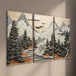 3pcs Forest Scene with Trees and Mountains Wall Art Set Canvas Framed 40x60cm - High Quality Print 100% Australian Made Wall Canvas Ready to Hang