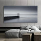 Black & White Seascape Wall Art Canvas Office Home Room Framed 80x45cm
