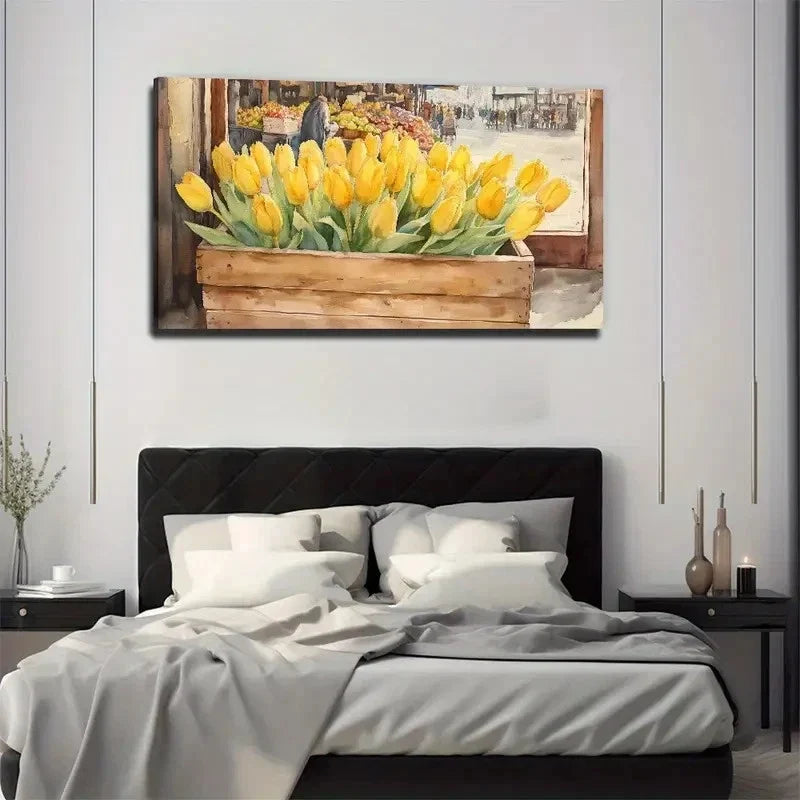 Vibrant Botanical Perfect Wall Art Canvas Office Home Room Framed 120x60cm