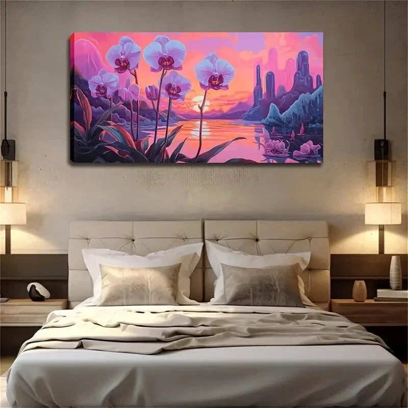 A Dreamy Pale Purple Petals Wall Art Canvas Office Home Room Framed 120x60cm
