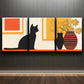 3pcs Colorful Modern Black Cat & Yellow Perfect Wall Art Set Canvas Framed 40x60cm - High Quality Print 100% Australian Made Wall Canvas Ready to Hang