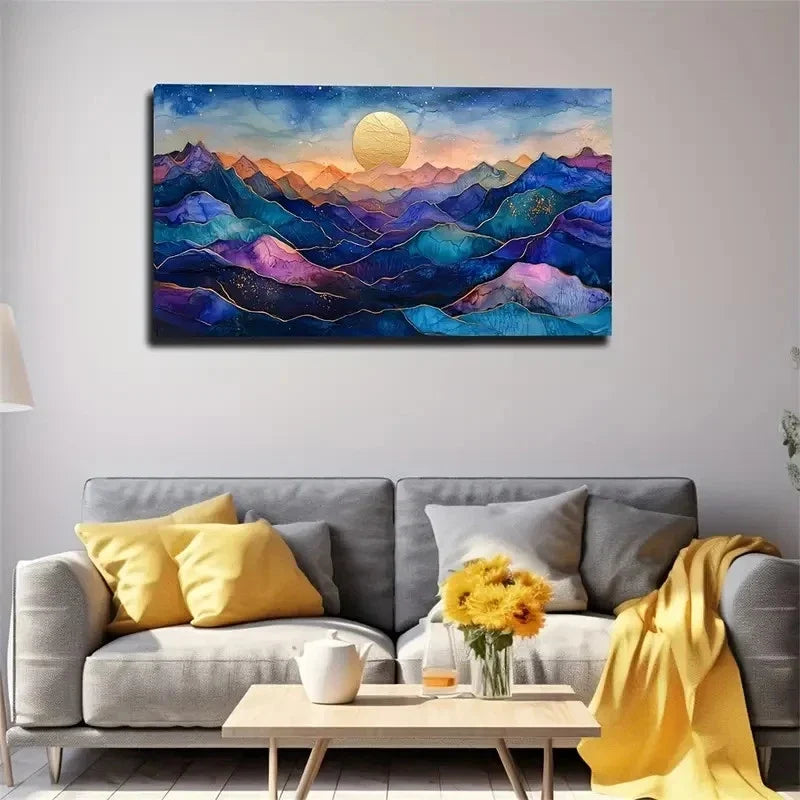 Golden Lines Decorative Wall Art Canvas Office Home Room Framed 120x60cm