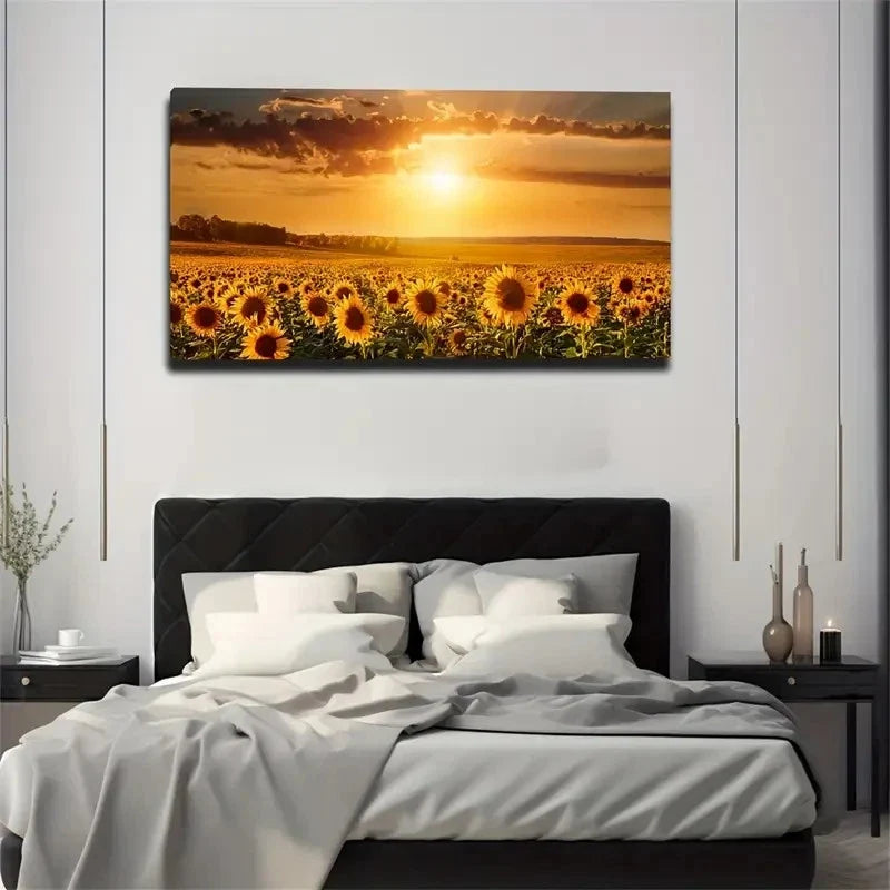 Sunflowers Magnificent Wall Art Canvas Office Home Room Framed 80x45cm
