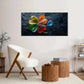 Leaves Vibrant Minimalist Deco Wall Art Canvas Office Home Room Framed 80x45cm