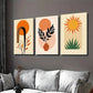 3pcs Boho Style Modern Abstract Sun Wall Art Set Canvas Framed 40x60cm - High Quality Print 100% Australian Made Wall Canvas Ready to Hang