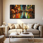 Rainy Night Cityscape Neon Wall Art Canvas Office Home Room Framed 80x45cm