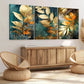 3pcs Modern Art Natural Plant Leaf Golden Leaves Wall Art Set Canvas Framed 40x60cm - High Quality Print 100% Australian Made Wall Canvas Ready to Hang
