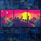 3pcs Yellow Moon Astronauts Galaxy Perfect Wall Art Set Canvas Framed 40x60cm - High Quality Print 100% Australian Made Wall Canvas Ready to Hang