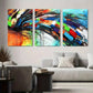 3pcs Vibrant Bold Colors, Geometric Shapes Metal Print Ready to Hang Art