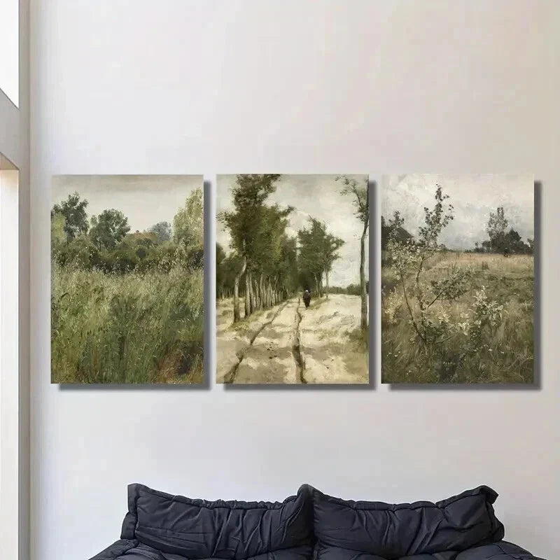 3pcs Retro Gardenia Flower Meadows Wall Art Set Canvas Framed 40x60cm - High Quality Print 100% Australian Made Wall Canvas Ready to Hang