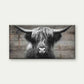 Black and White Highland Cattle Wall Art Canvas Office Home Room Framed 80x45cm