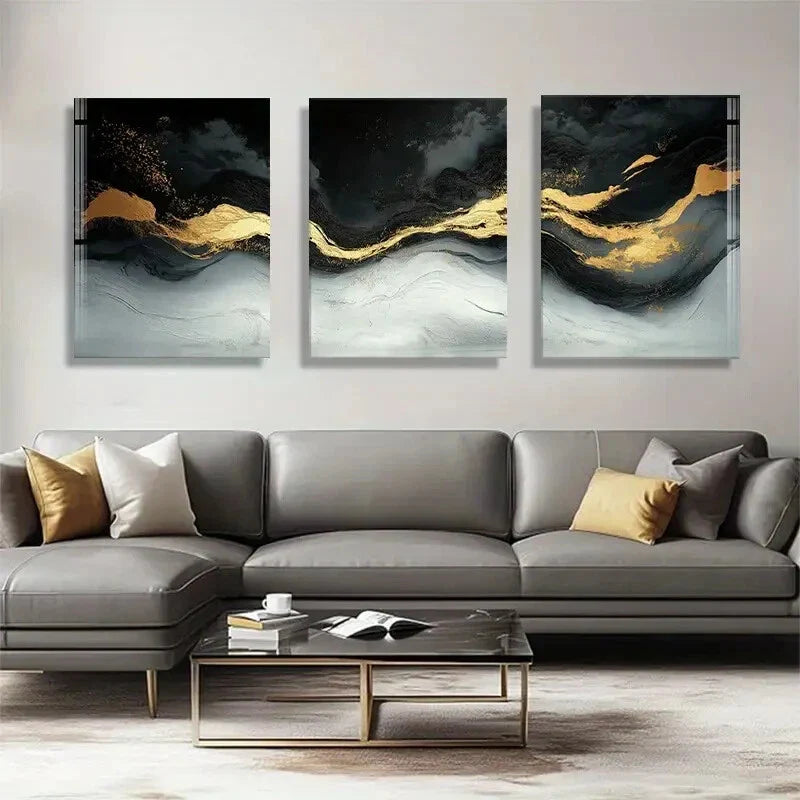 3pcs Modern Abstract Liquid Marble Perfect Wall Art Set Canvas Framed 40x60cm - High Quality Print 100% Australian Made Wall Canvas Ready to Hang