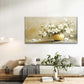 Serene Blossoms in Gold Wall Art Canvas Office Home Room Framed 120x60cm