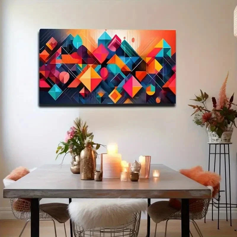Square Graphics Wall Art Canvas Office Home Room Framed 120x60cm