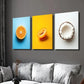 3pcs  Orange Slices, Bright Apricot, Coconut Wall Art Set Canvas Framed 40x60cm - High Quality Print 100% Australian Made Wall Canvas Ready to Hang