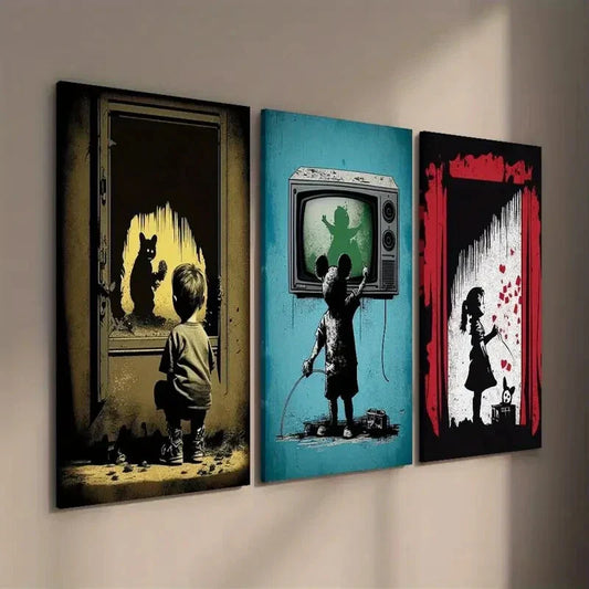 3pcs Boys & Girls Graffiti Style Wall Art Set Canvas Framed 40x60cm - High Quality Print 100% Australian Made Wall Canvas Ready to Hang