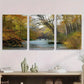 3pcs Autumn Forest Bridge Scenic Nature Landscape Metal Print Ready to Hang Art