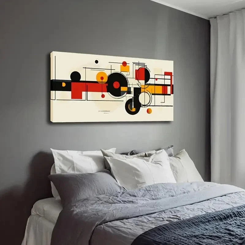 Geometric Design Black Line Wall Art Canvas Office Home Room Framed 120x60cm