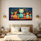 Abstract Cats Modern Décor Wall Art Canvas Office Home Room Framed 120x60cm
