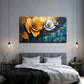 Flowers Dark Blue Background Wall Art Canvas Office Home Room Framed 80x45cm