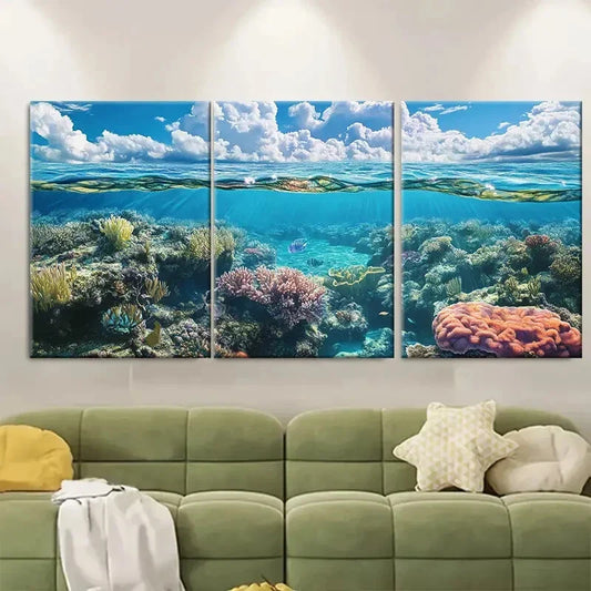 3pcs Bermuda Atlantic Ocean Blue Metal Print Ready to Hang Art