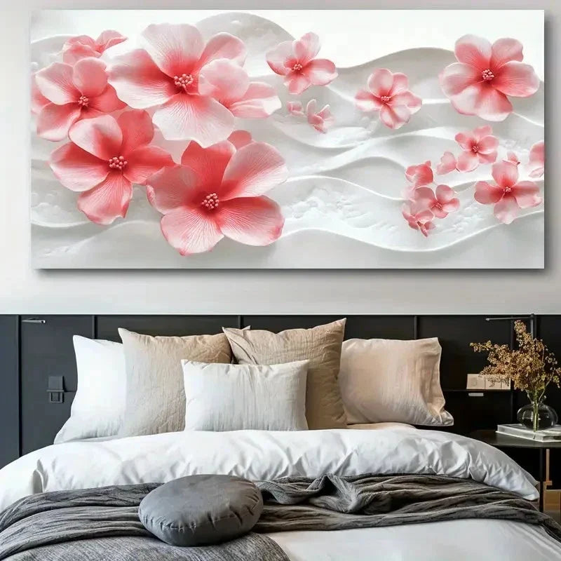 Three-Dimensional Pink Peach Wall Art Canvas Office Home Room Framed 80x45cm