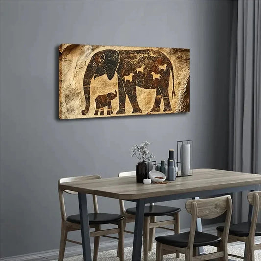 Modern Abstract Elephant Wall Art Canvas Office Home Room Framed 120x60cm