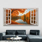 Autumn Lake Mountain View Wall Art Canvas Office Home Room Framed 120x60cm