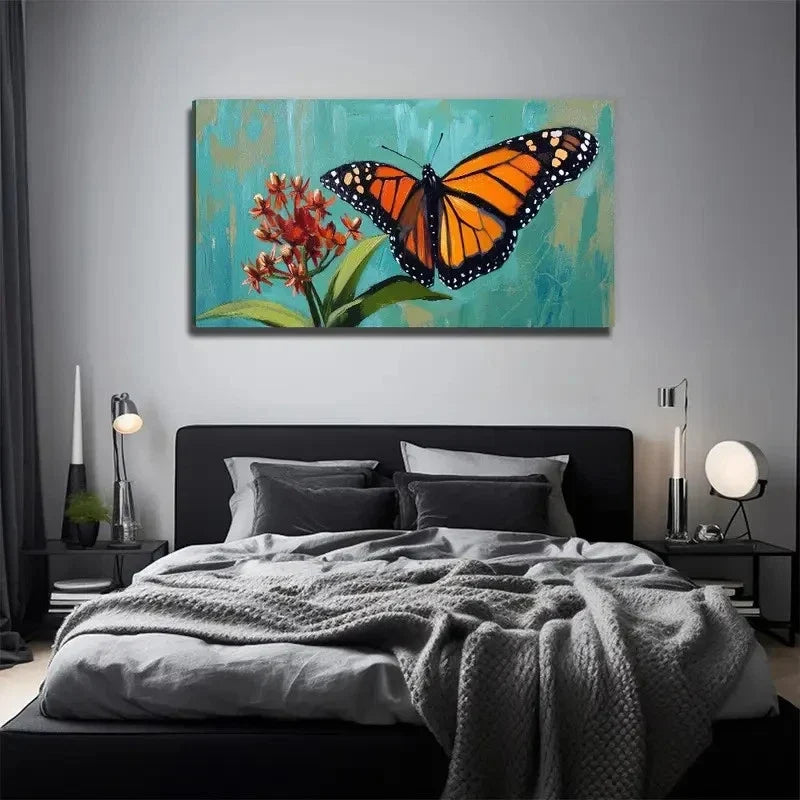 Modern Bohemian Floral Wall Art Canvas Office Home Room Framed 80x45cm