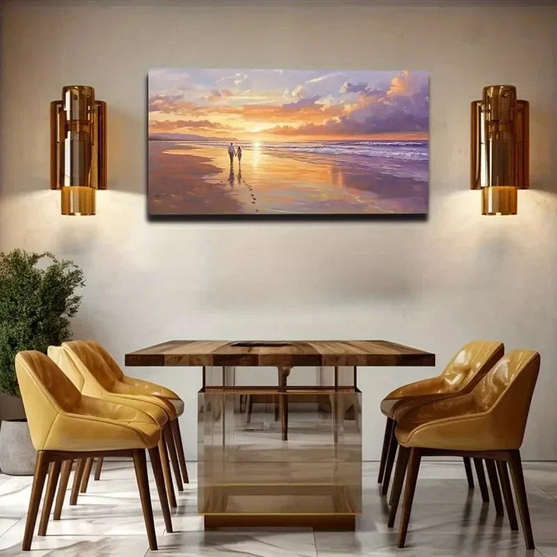 Romantic Sunset Beach Décor Wall Art Canvas Office Home Room Framed 120x60cm