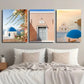3pcs Santorini Pink Greek Island Metal Print Ready to Hang Art