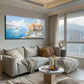 Serene Seascape & Floral Wall Art canvas office home room framed 120x60cm