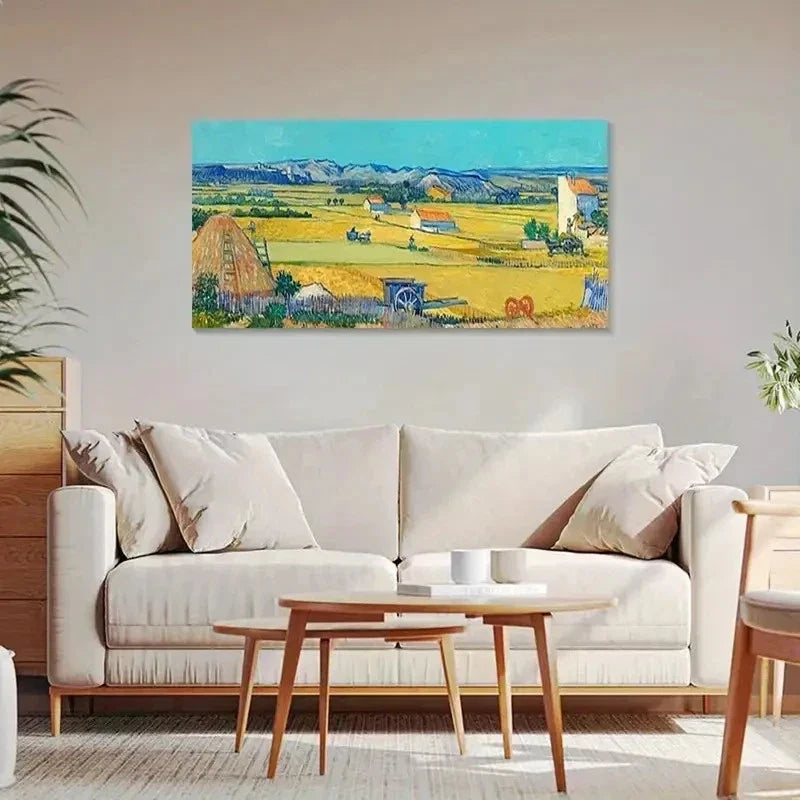 Vibrant Abstract Landscape Wall Art Canvas Office Home Room Framed 120x60cm