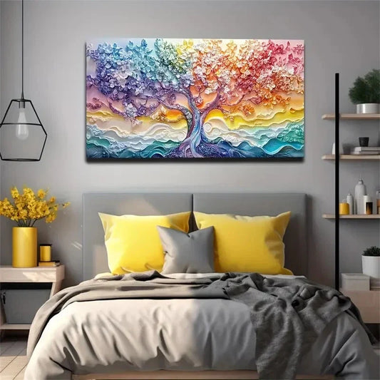 Rhinestone-Effect Trees Modern Wall Art Canvas Office Home Room Framed 80x45cm