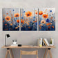 3pcs Boho Floral Vibrant Wildflower & Butterfly Metal Print Ready to Hang Art