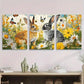 3pcs Whimsical Rabbit & Butterfly Metal Print Ready to Hang Art