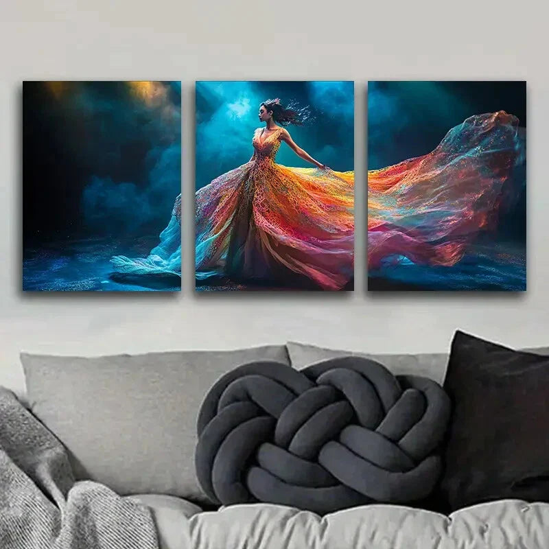 3pcs Girls dancing in the light Metal Print Ready to Hang Art