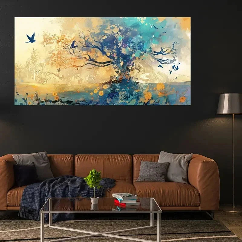 Abstract Tree of Life Modern Wall Art Canvas Office Home Room Framed 120x60cm