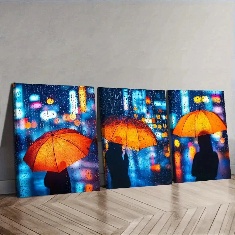 3pcs  Yellow Umbrella Luxurious Wall Art Set Canvas Framed 40x60cm - High Quality Print 100% Australian Made Wall Canvas Ready to Hang