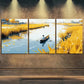 3pcs Stunning Autumn Scenery Boat Perfect Wall Art Set Canvas Framed 40x60cm - High Quality Print 100% Australian Made Wall Canvas Ready to Hang